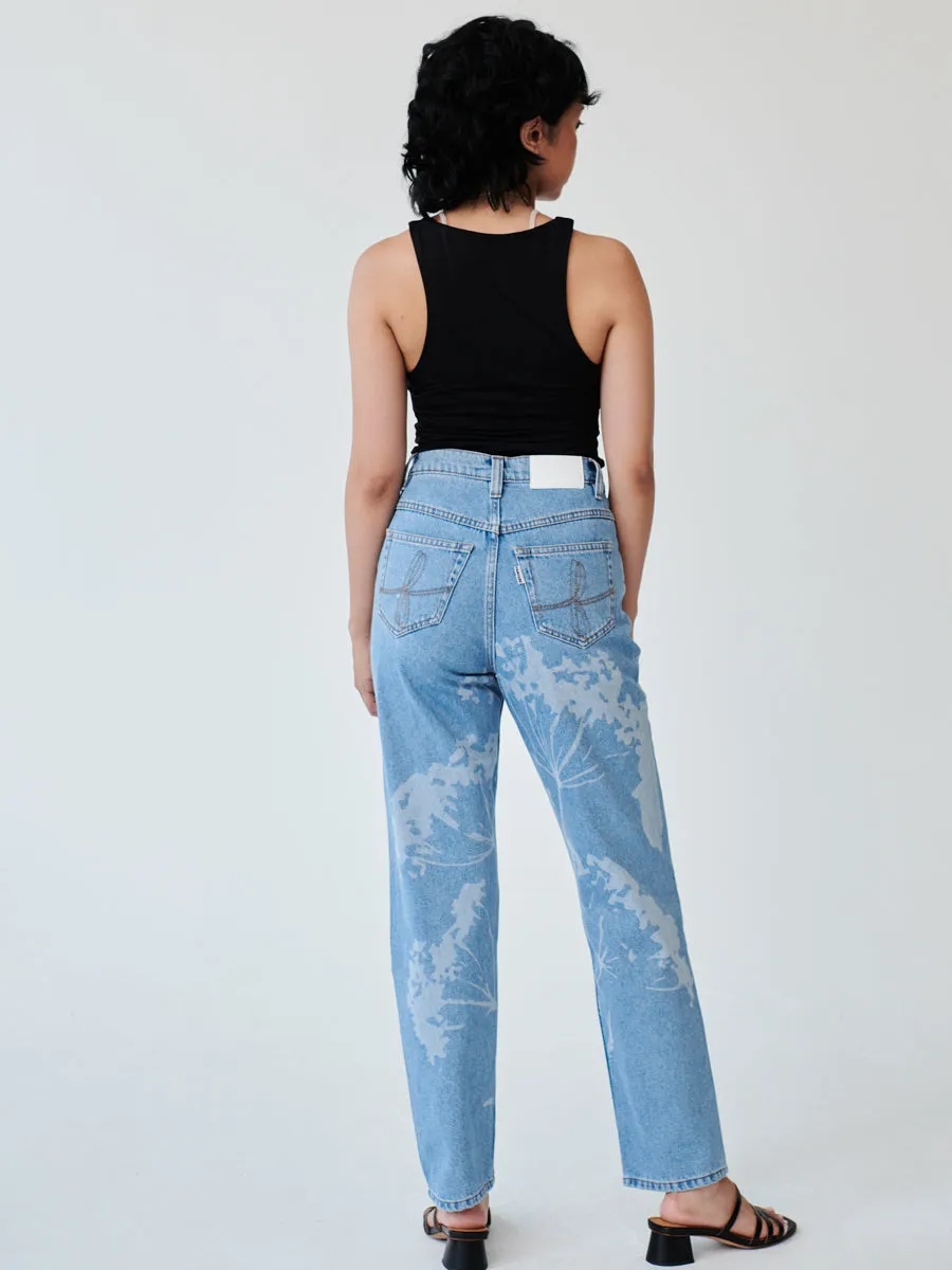 High Waisted Organic & Recycled Laser Dandelion Jeans by Fanfare