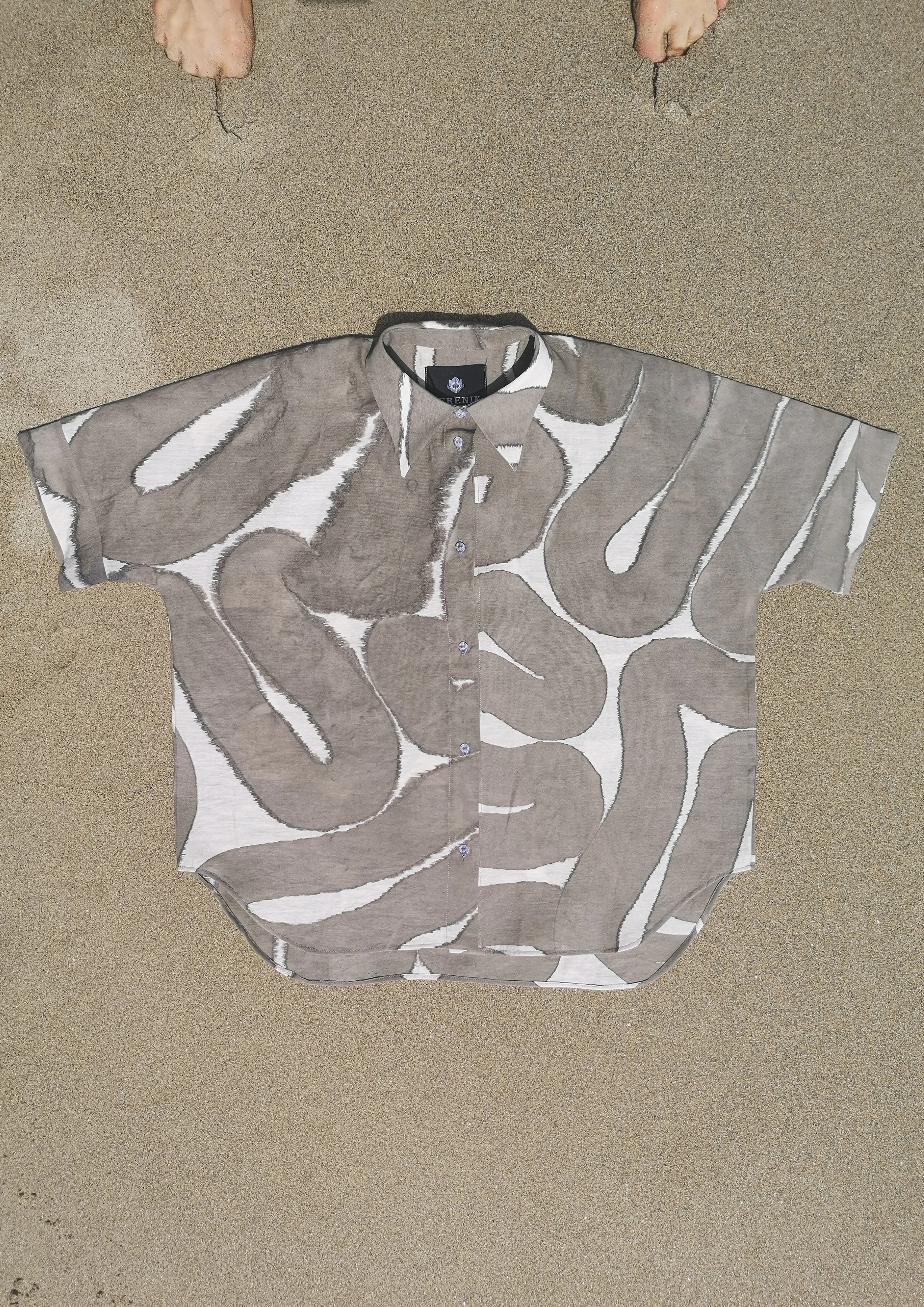 HOMEMADE - UNIQUE BLOUSE UNISEX - HAND PAINTED - grey / white