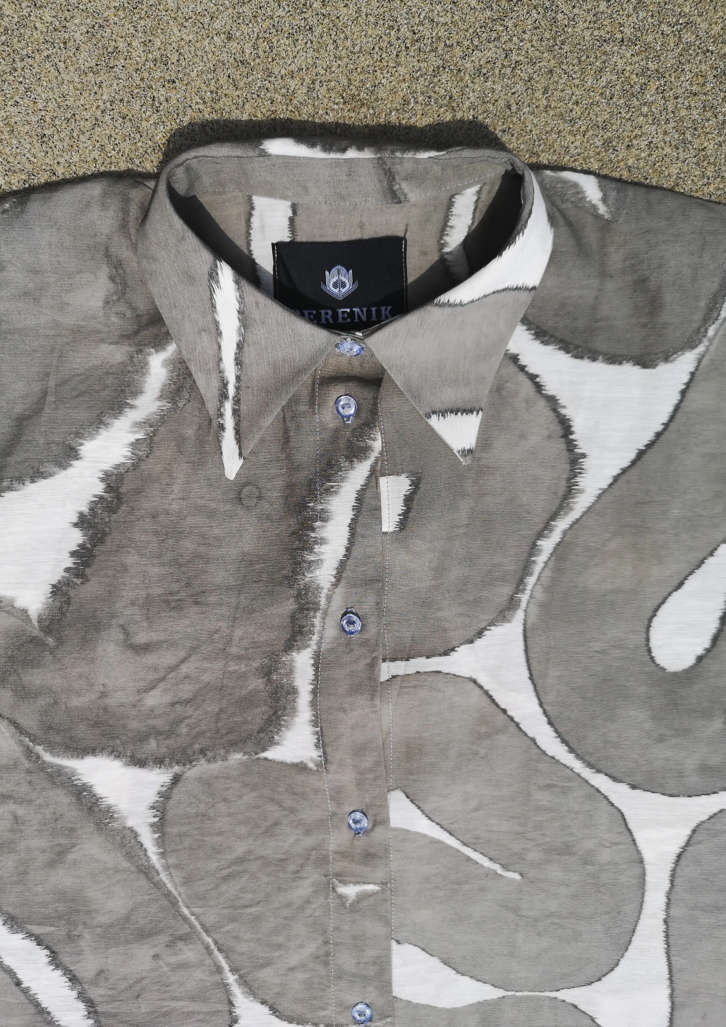 HOMEMADE - UNIQUE BLOUSE UNISEX - HAND PAINTED - grey / white