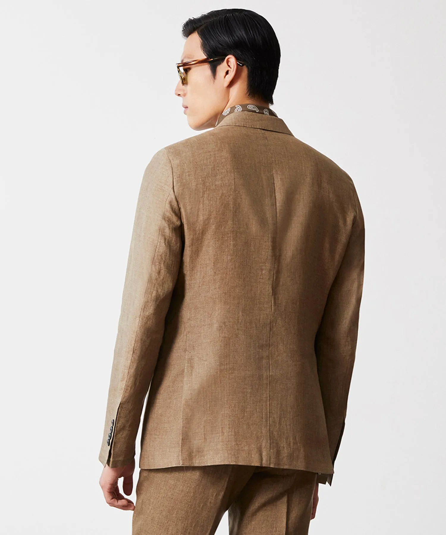 Italian Linen Sutton Jacket in Safari Tan