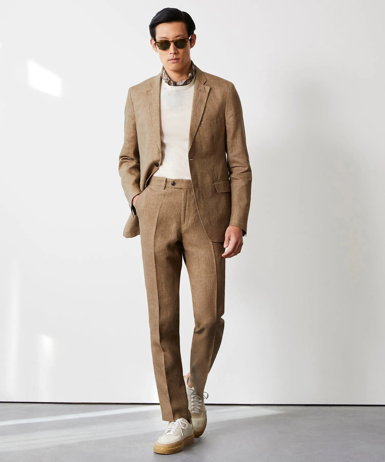 Italian Linen Sutton Jacket in Safari Tan