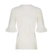 Ivory 1/2 Sleeve V-Neck Chiffon Frill Top