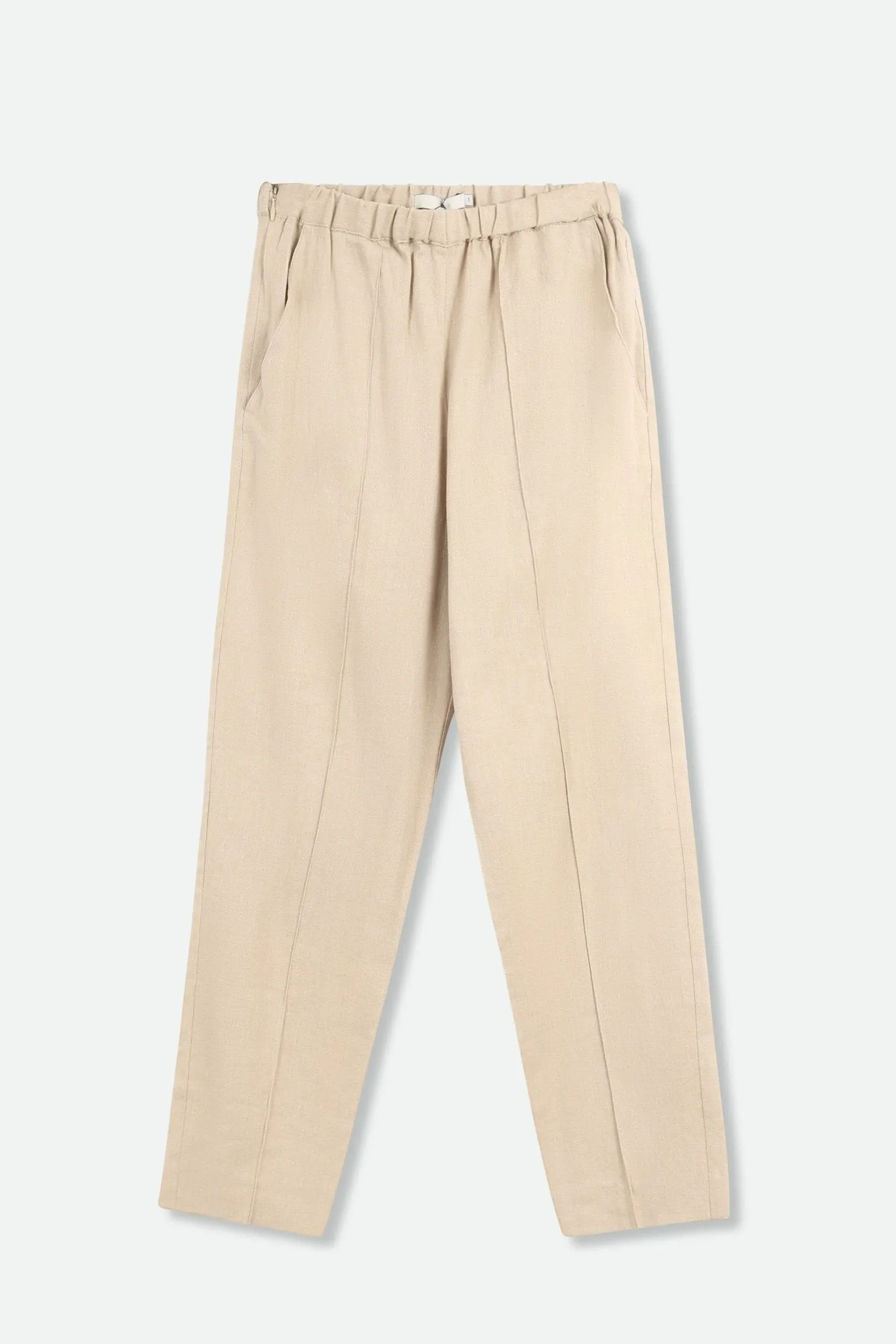 JANICE PANT IN LINEN-COTTON STRETCH IN FLAX