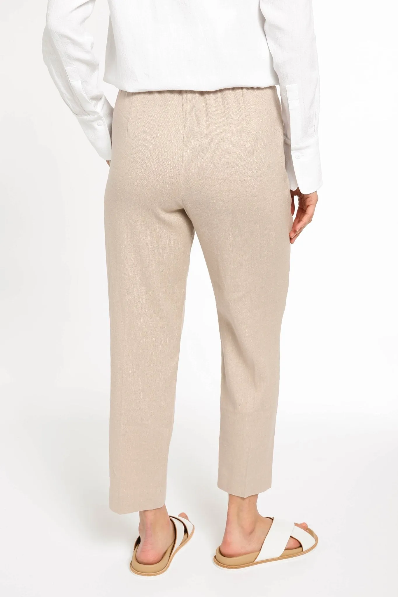 JANICE PANT IN LINEN-COTTON STRETCH IN FLAX