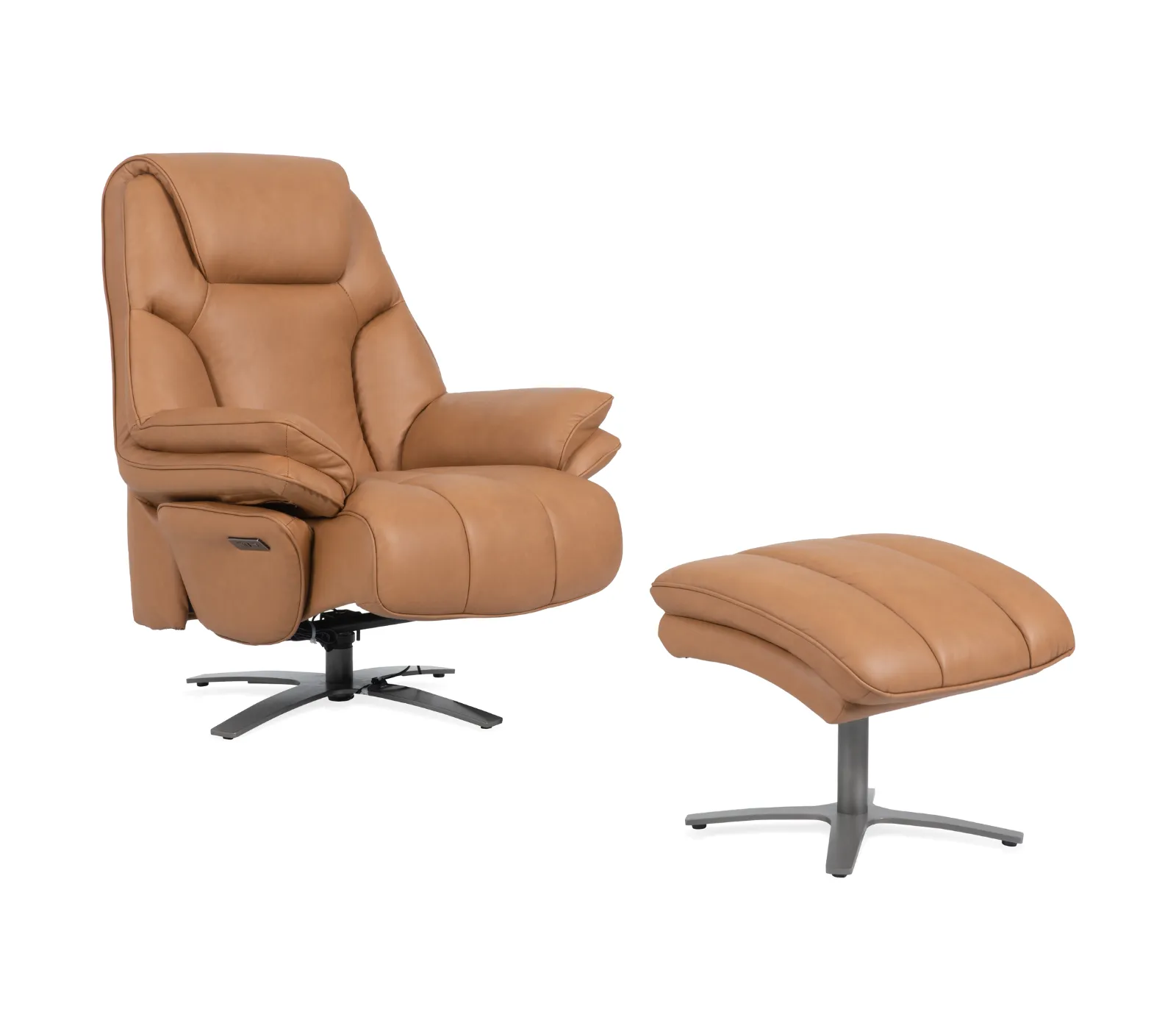 Jesper Euro Power Recliner w/ Ottoman - Antelope Leather