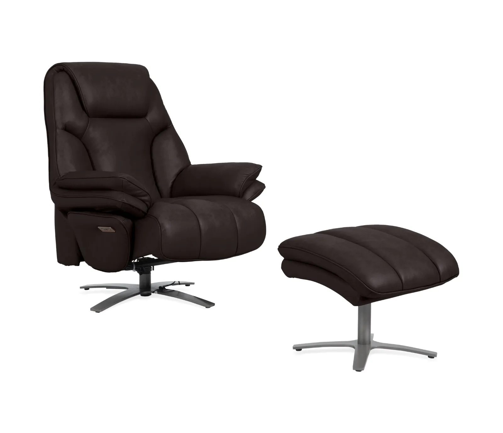 Jesper Euro Power Recliner w/ Ottoman - Blackberry Leather