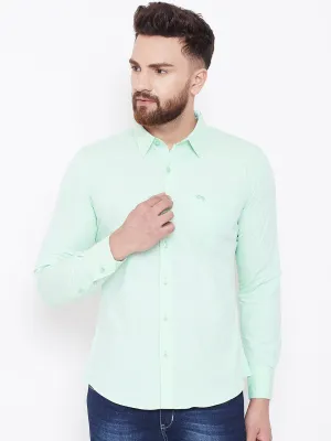 JUMP USA Men Green Solid Slim Fit Casual Shirts