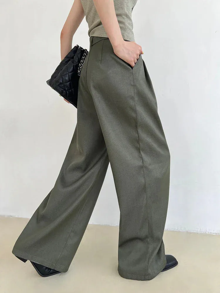 KittenAlarm - Annabella High-Waist Plain Wide-Leg Trouser