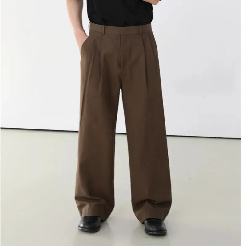 Korean Style Men's Loose Suit Pants Casual Straight Wide Leg Male Simple Trousers Drooping New Fashion Summer 9C6229