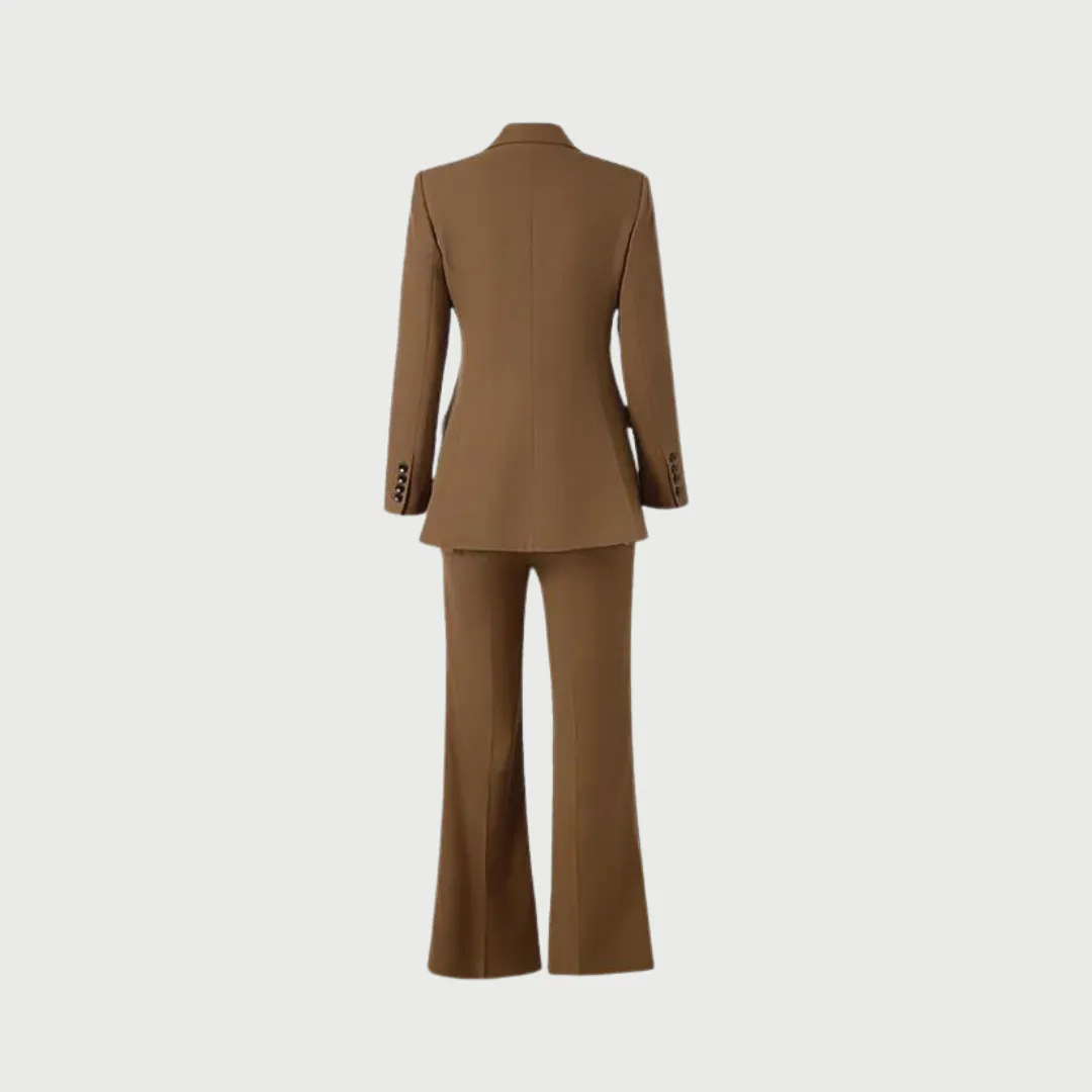 Lady Suit Single Button Blazer and Flare Pant Set