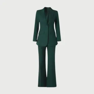 Lady Suit Single Button Blazer and Flare Pant Set