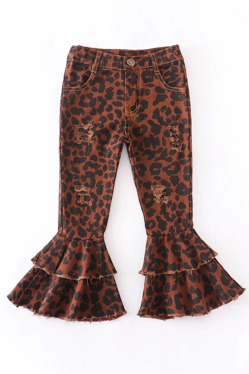 Leopard Print Double Bell Bottoms