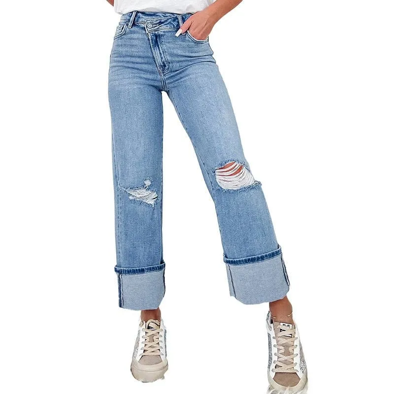 LovelyRLovely Women's  High Waist Ripped Jeans