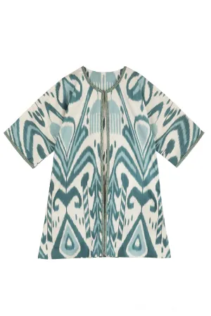 Lucia Silk Ikat Jacket - Blue, Green