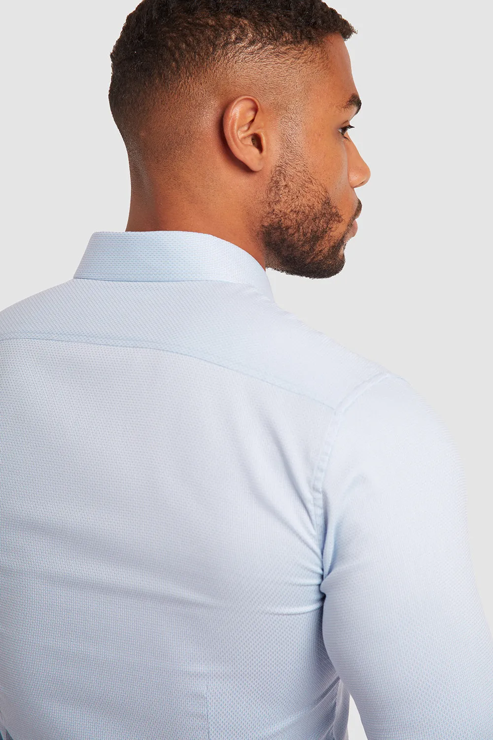 Luxe Business Shirt in Textured Dobby Blue