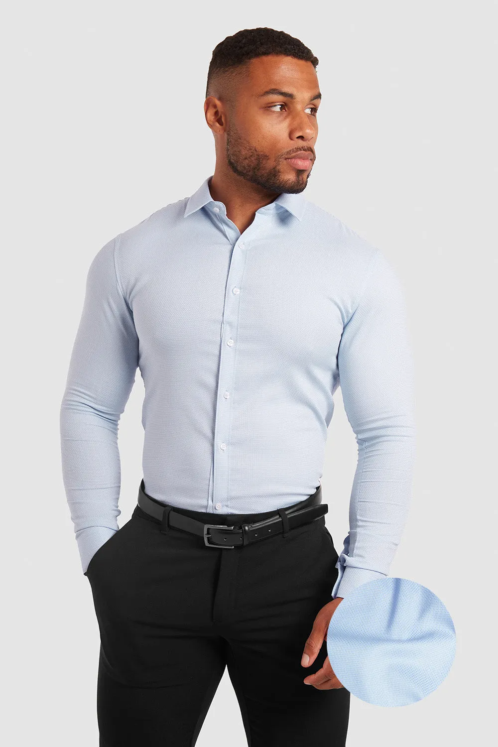 Luxe Business Shirt in Textured Dobby Blue