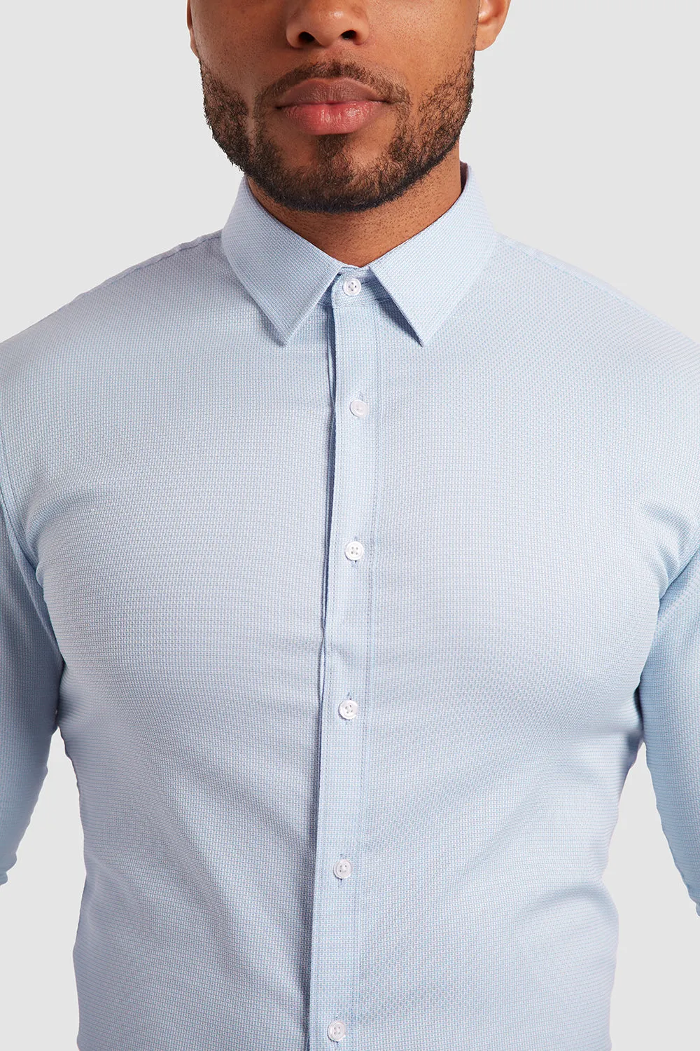 Luxe Business Shirt in Textured Dobby Blue