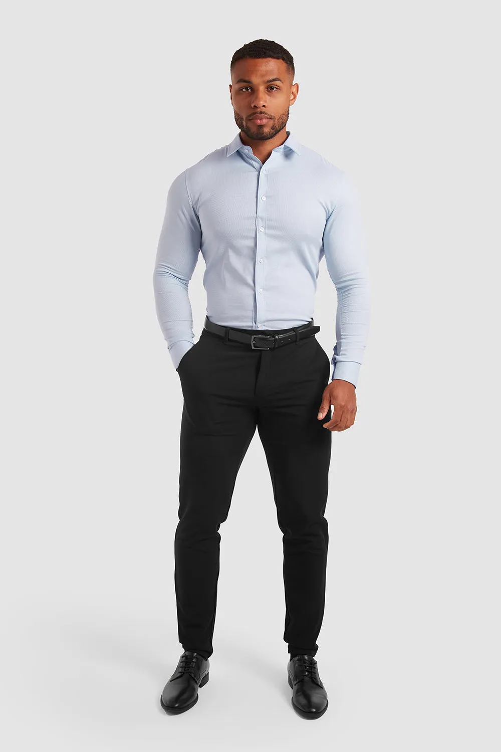 Luxe Business Shirt in Textured Dobby Blue