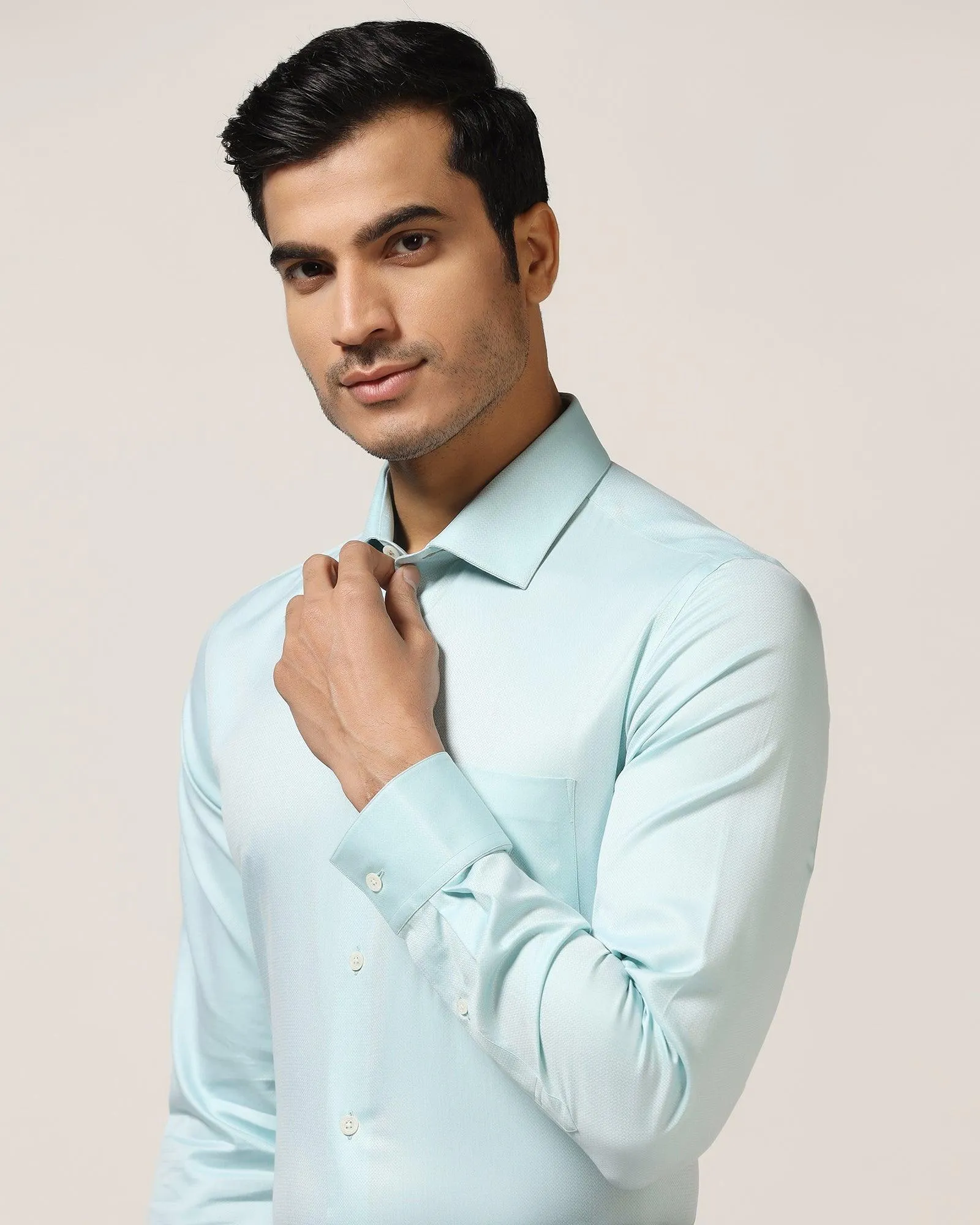 Luxe Formal Green Textured Shirt - Richmond