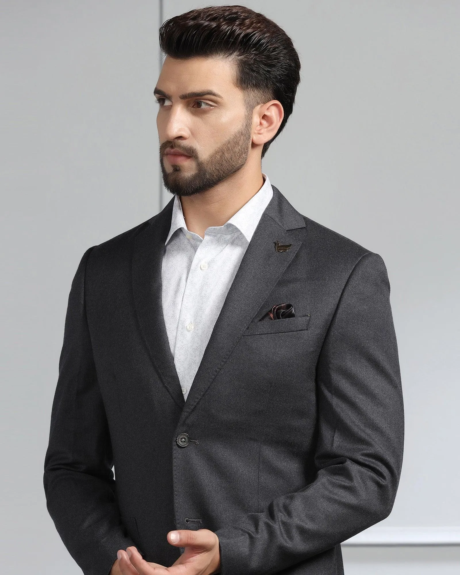 Luxe Formal Grey Solid Blazer - Rafa