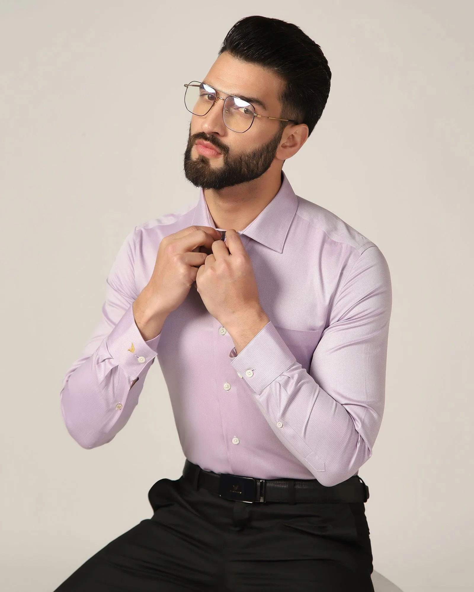 Luxe Formal Purple Textured Shirt - Richmond