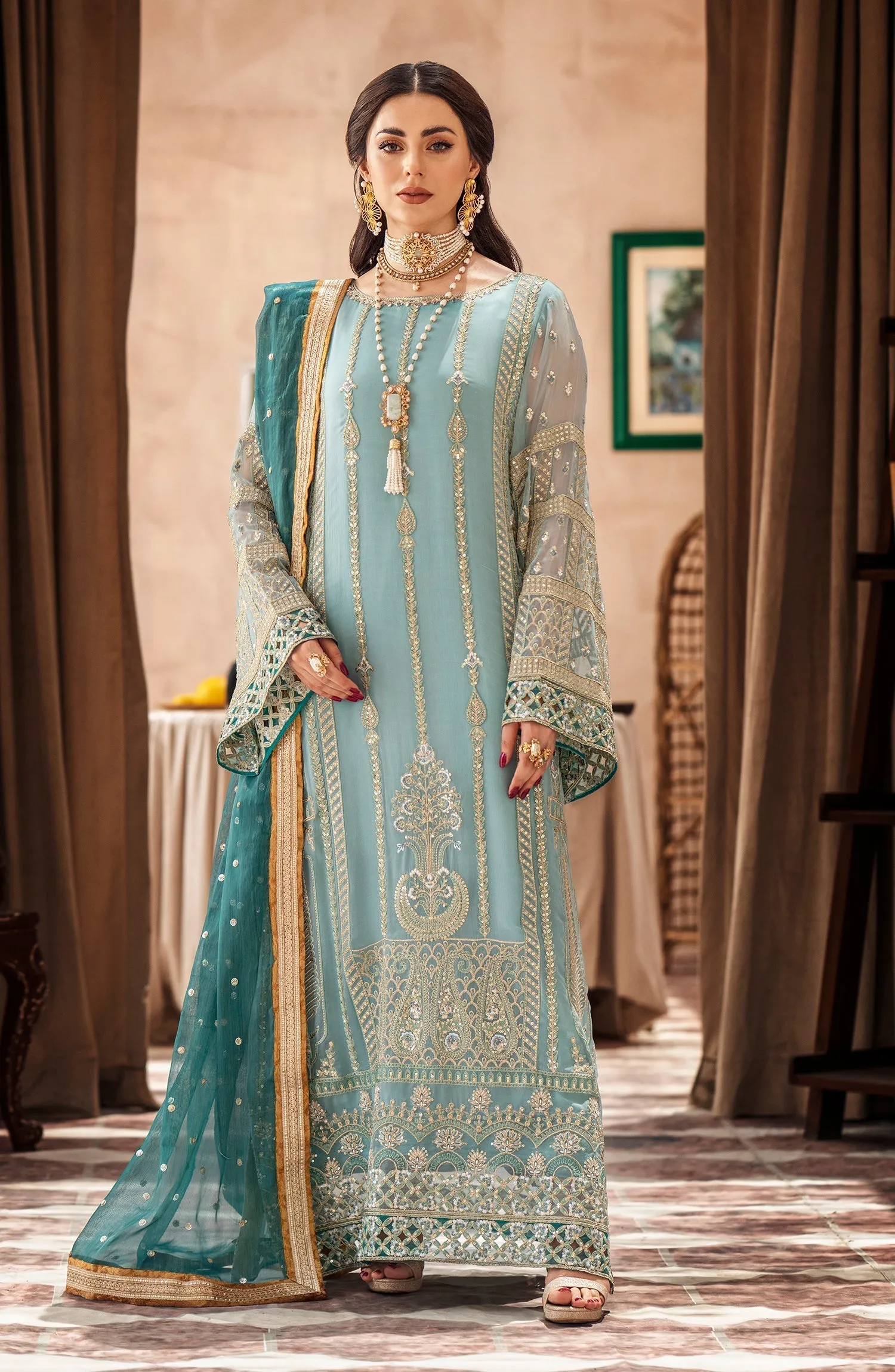 Mashq Zainab by Maryum N Maria Luxury Formal Collection – Formal Dress - Shimmer Moss (QFD-0068)