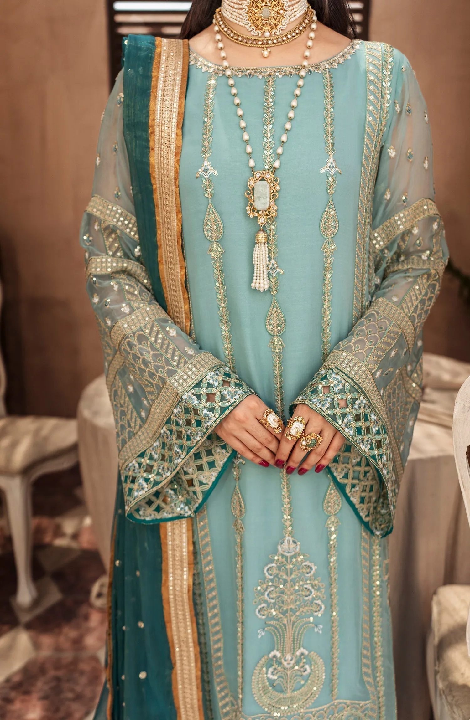 Mashq Zainab by Maryum N Maria Luxury Formal Collection – Formal Dress - Shimmer Moss (QFD-0068)