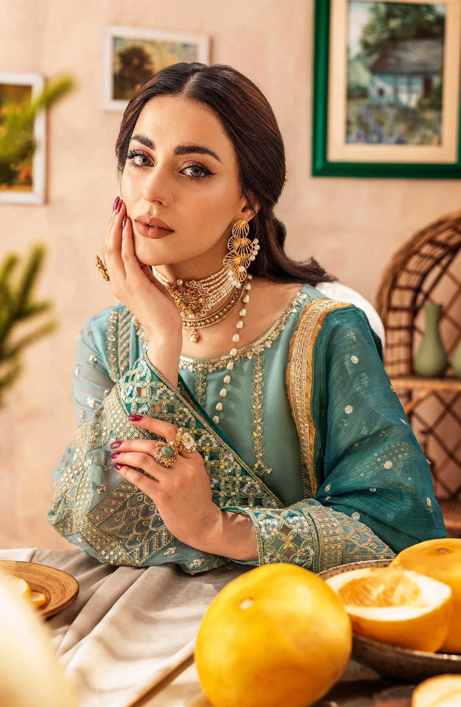 Mashq Zainab by Maryum N Maria Luxury Formal Collection – Formal Dress - Shimmer Moss (QFD-0068)