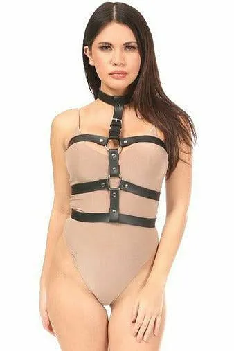 Matte Black Vegan Leather Body Harness