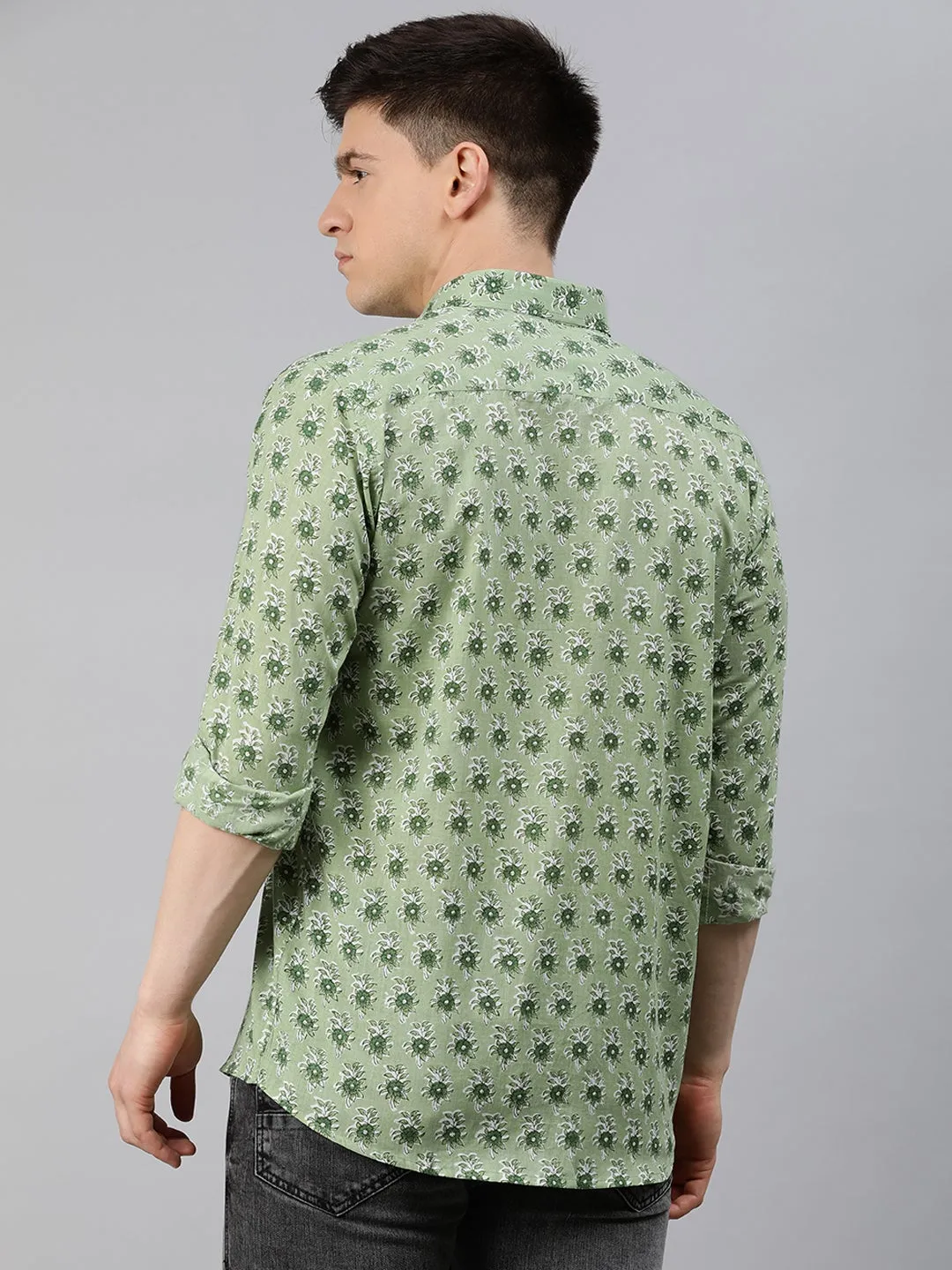 Men's Green Cotton Full Sleeves Shirts For Men - Taantav