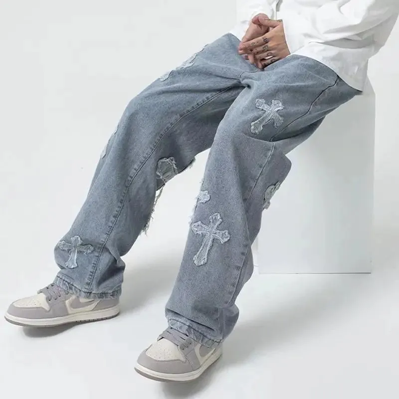 Men's High Street Jeans Long Pants Hip Hop Hong Kong Style