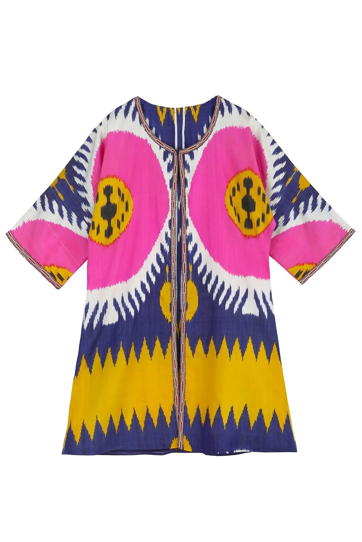 Monaco Silk Ikat Jacket - Pink, Blue, Yellow