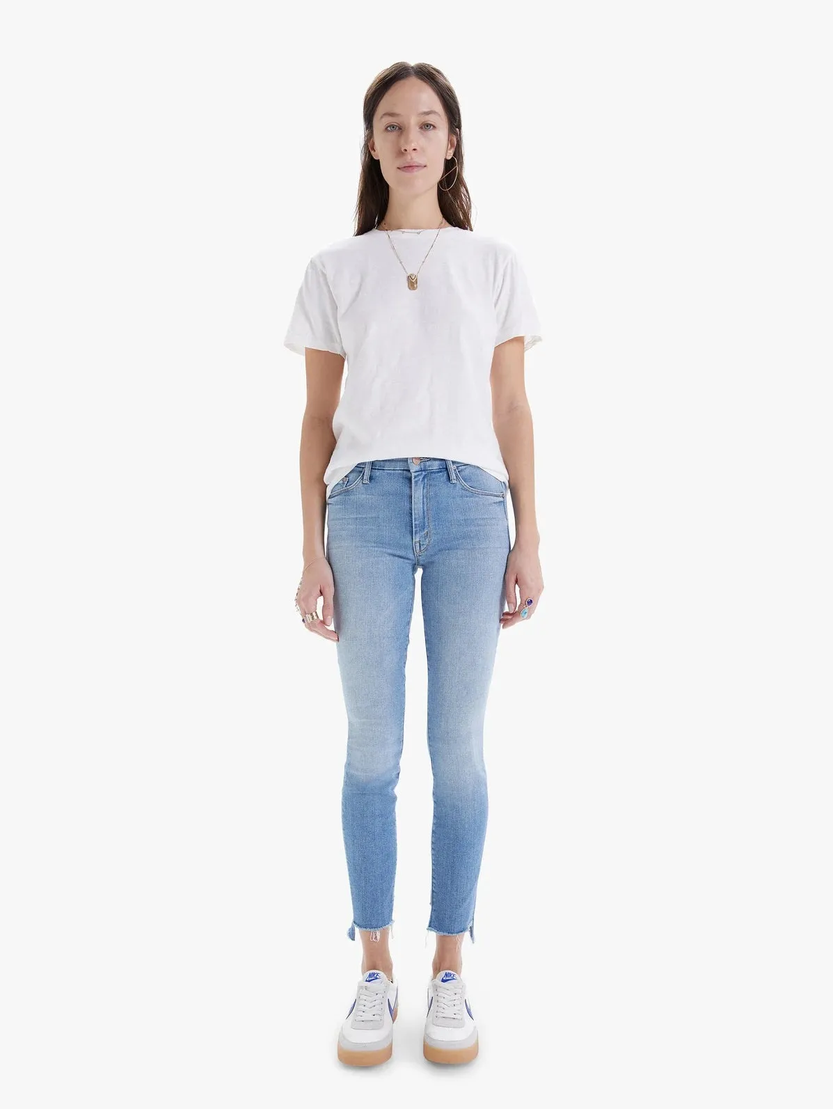 Mother Denim - The Looker Two Step Ankle Fray Skinny Jeans in Kiss and Make Up