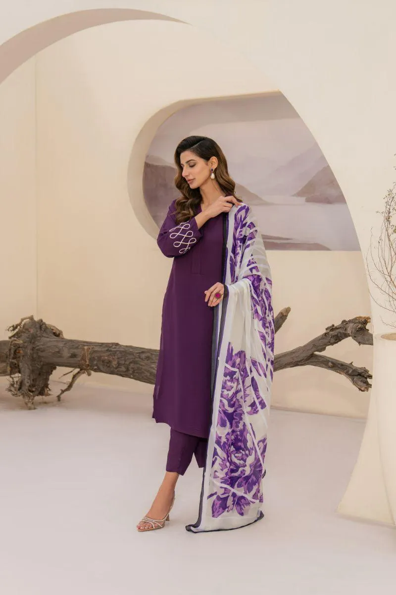 Natasha kamal -  Darcy - Deep Purple - Georgette - 3 Piece