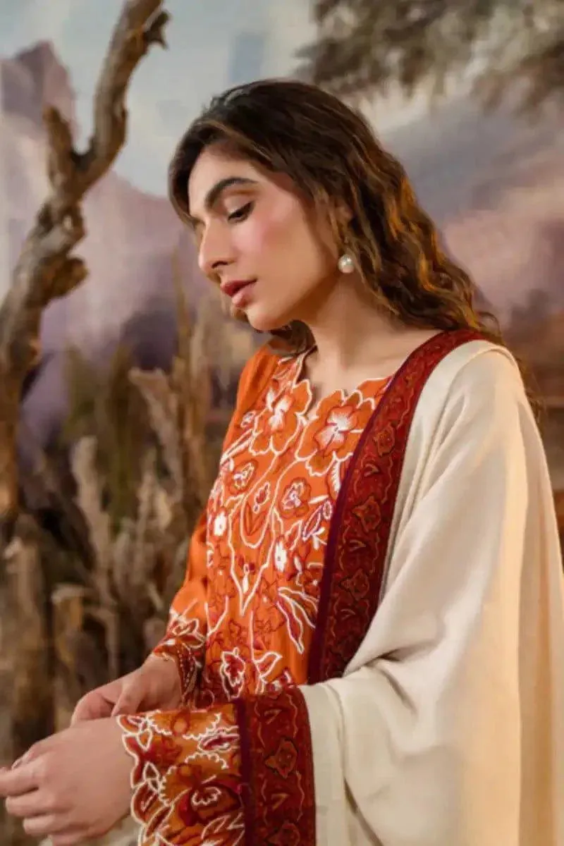 Natasha Kamal - Russet - orange - Silk Karandi - 3 Piece