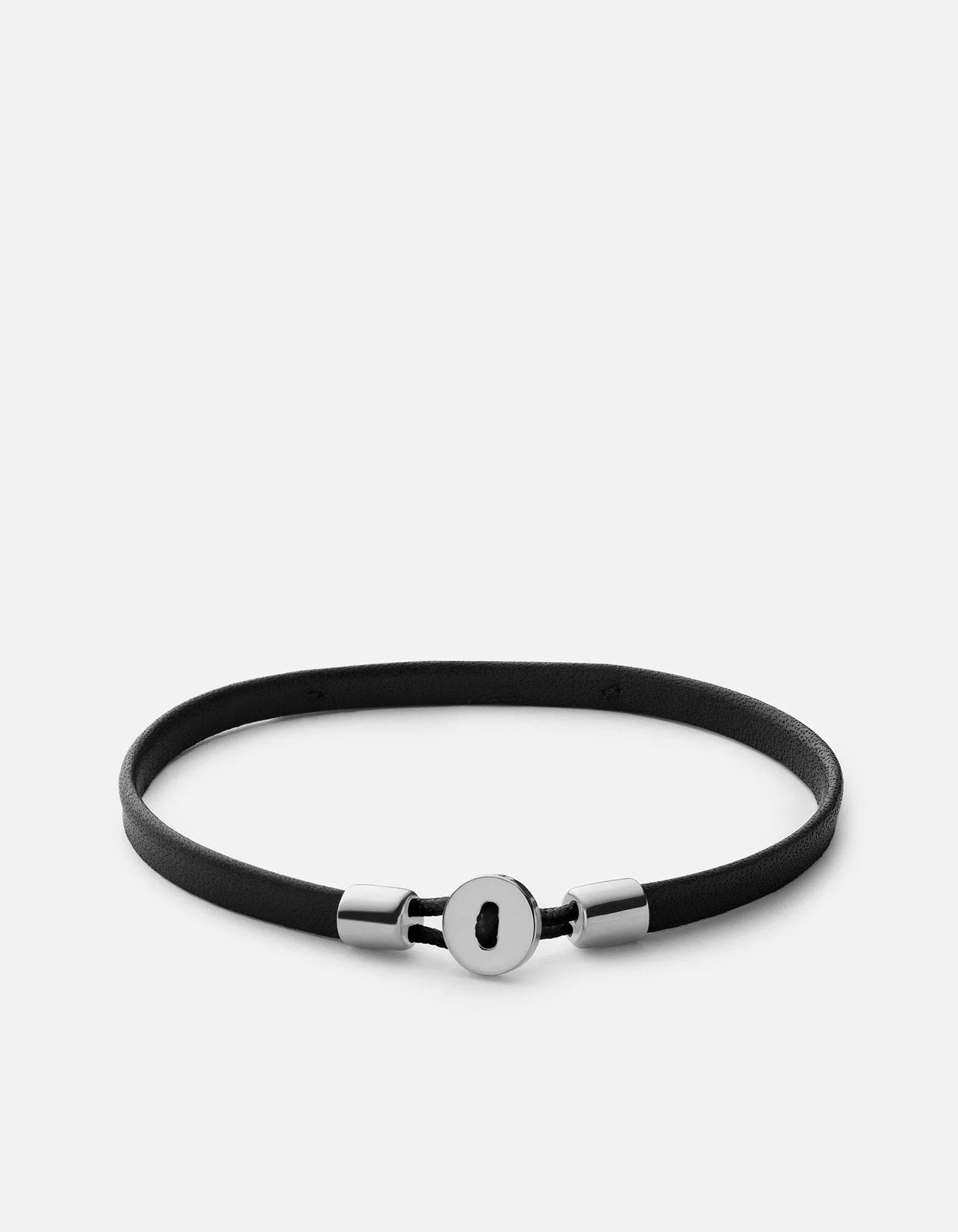 Nexus ID Leather Bracelet, Matte Silver