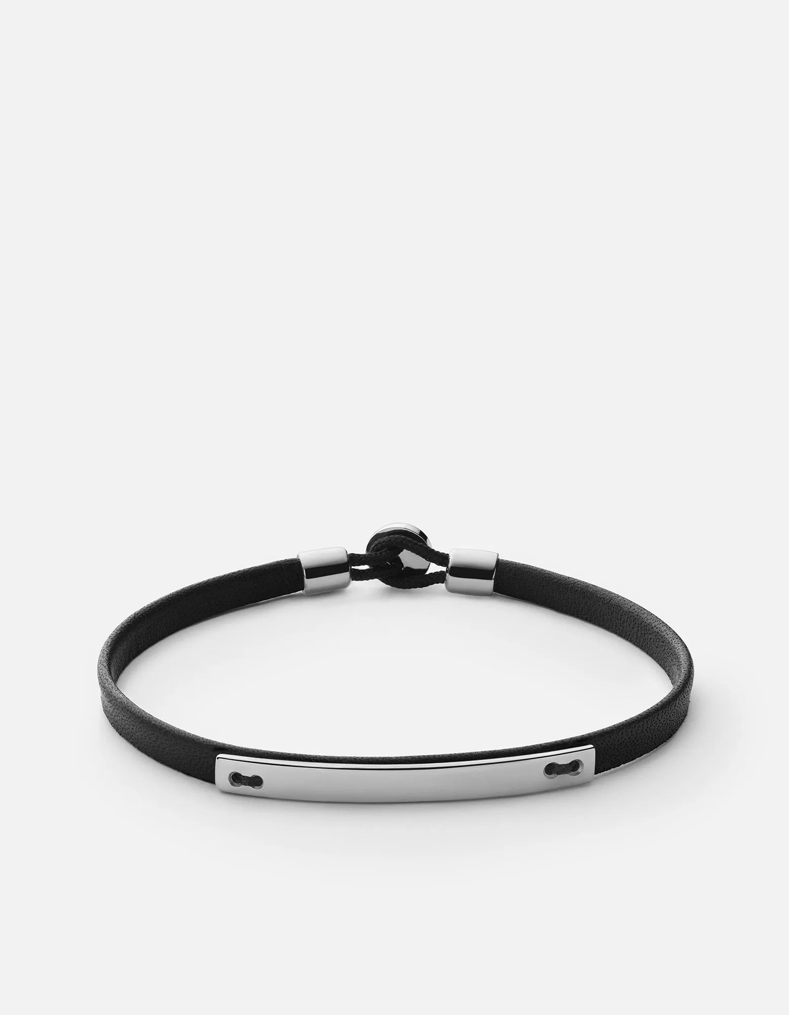 Nexus ID Leather Bracelet, Matte Silver