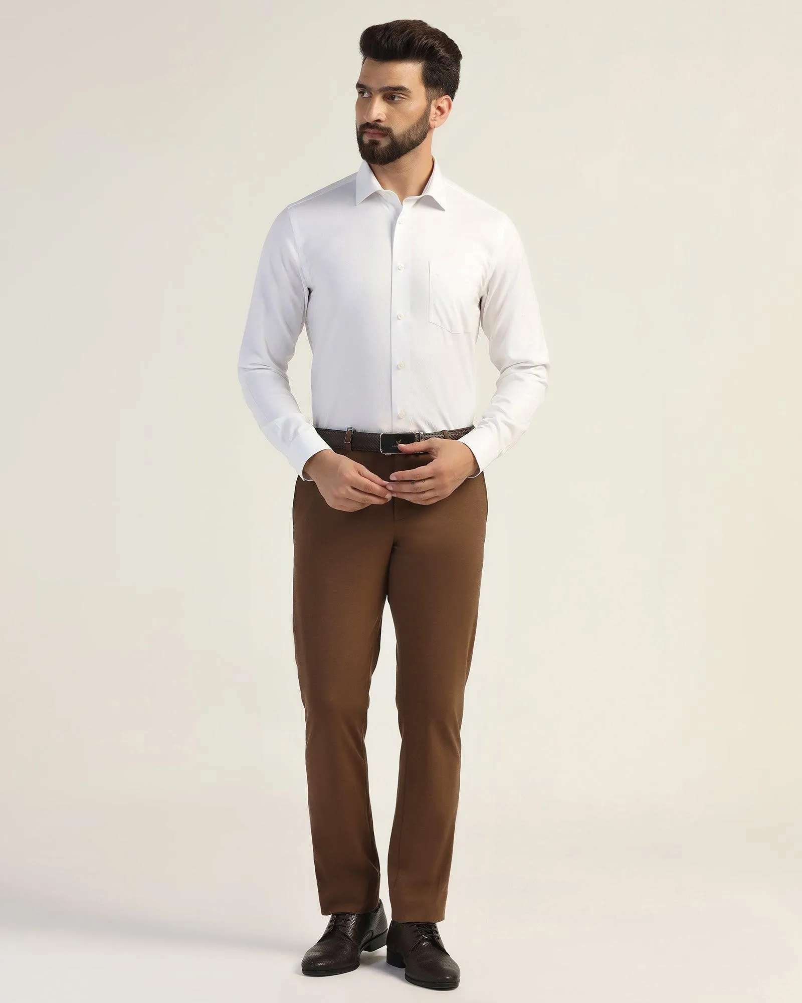 Non Iron Formal White Textured Shirt - E31