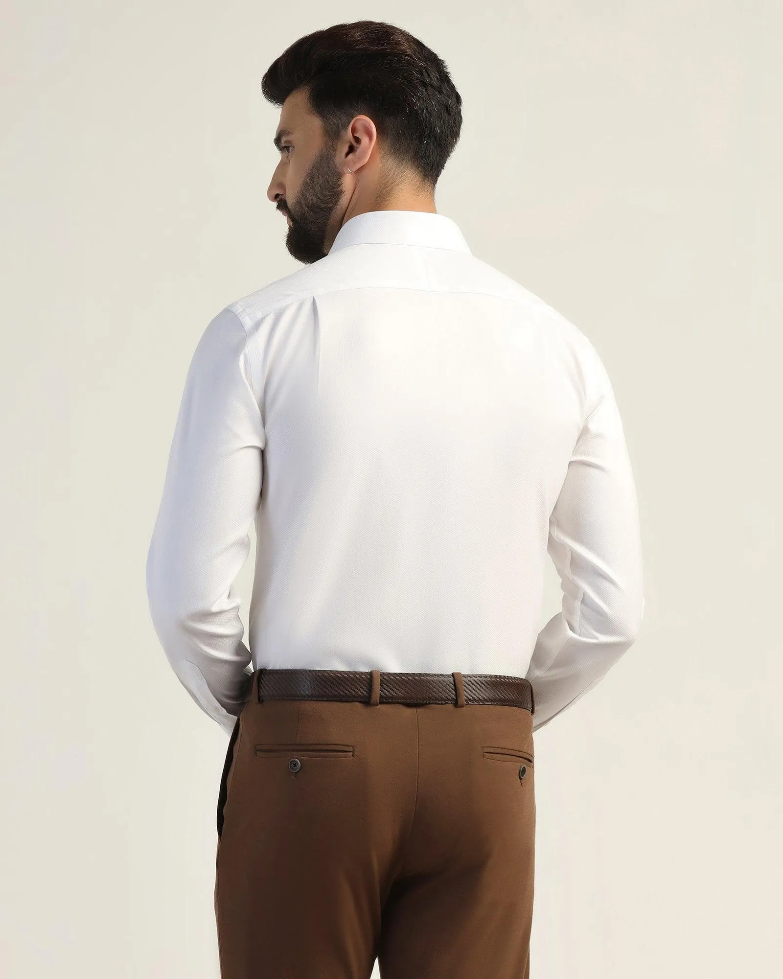 Non Iron Formal White Textured Shirt - E31