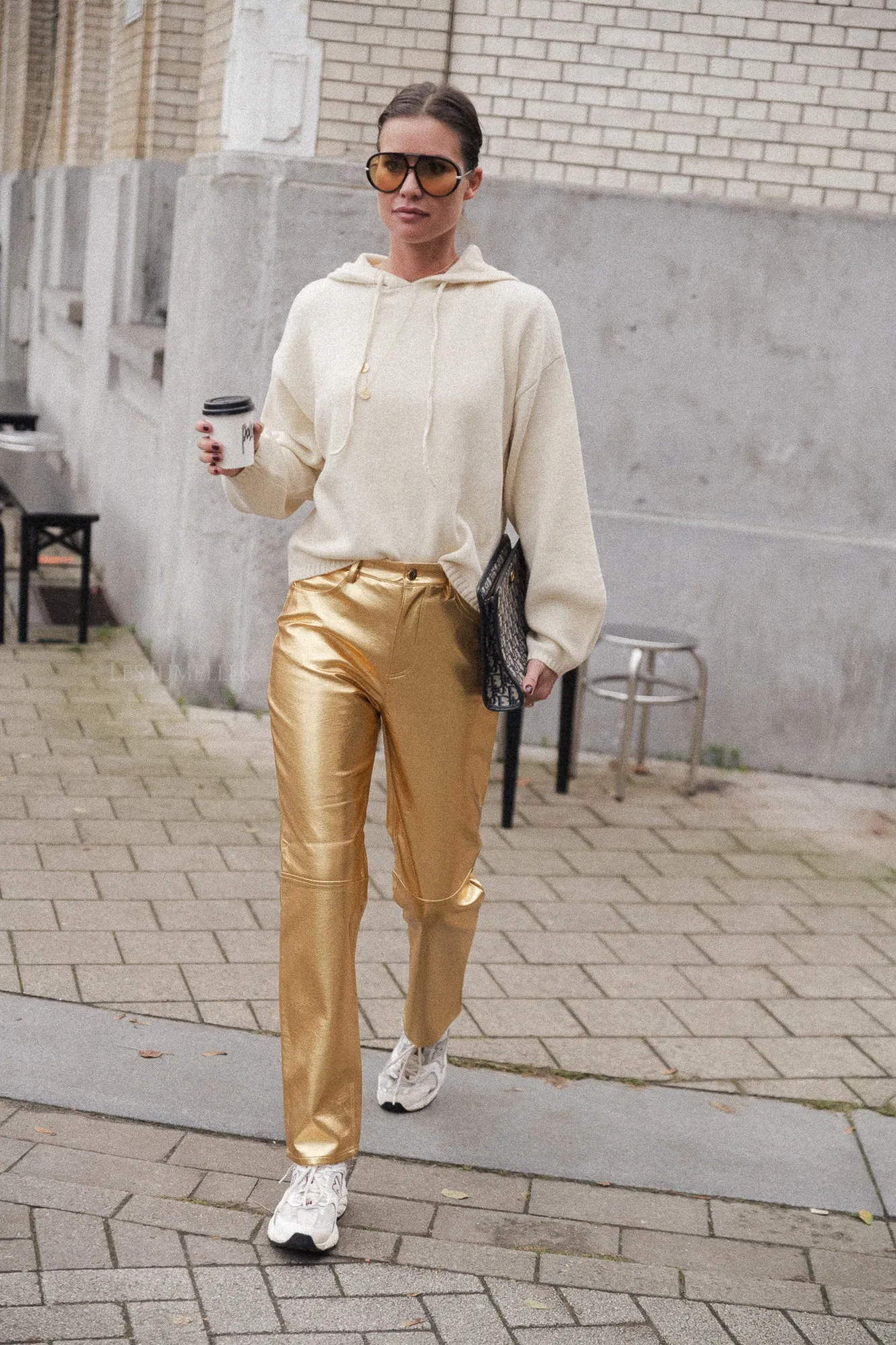 Oona PU trousers gold