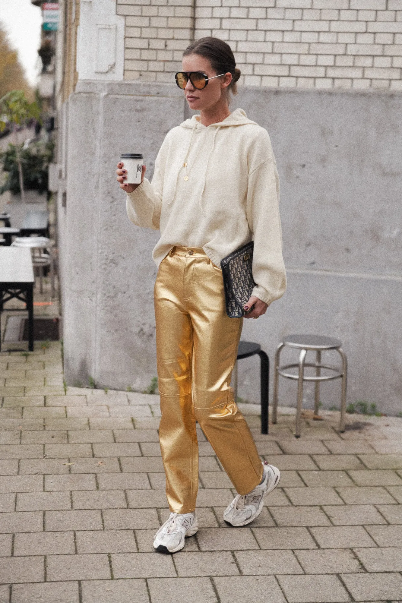 Oona PU trousers gold