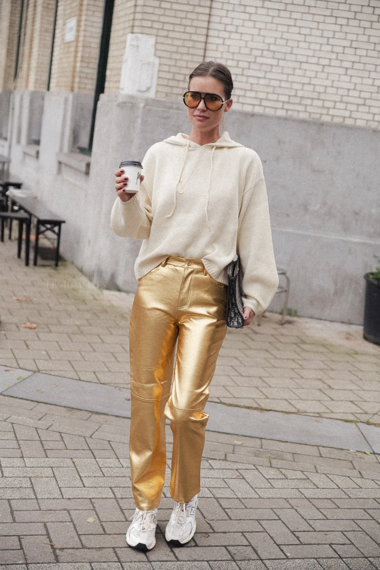 Oona PU trousers gold