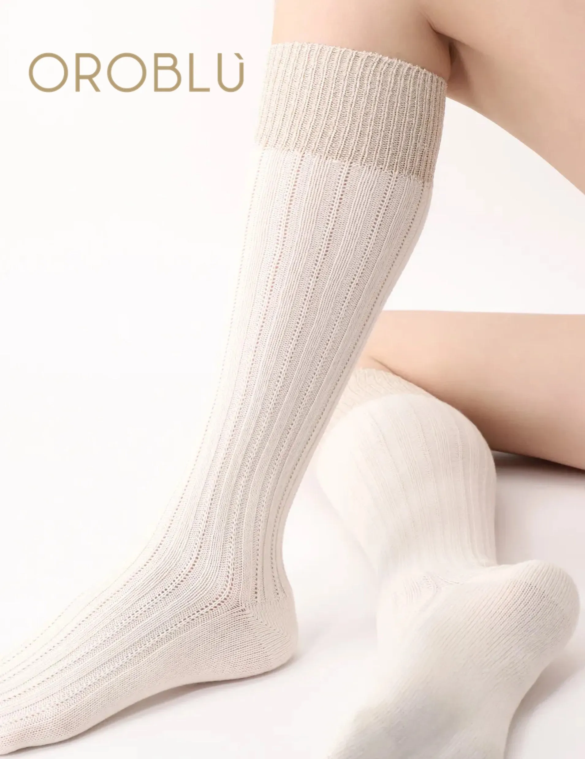 Oroblu Jasmine Aplaca Wool & Cotton Knee High Socks Wool VOBFAF10K0