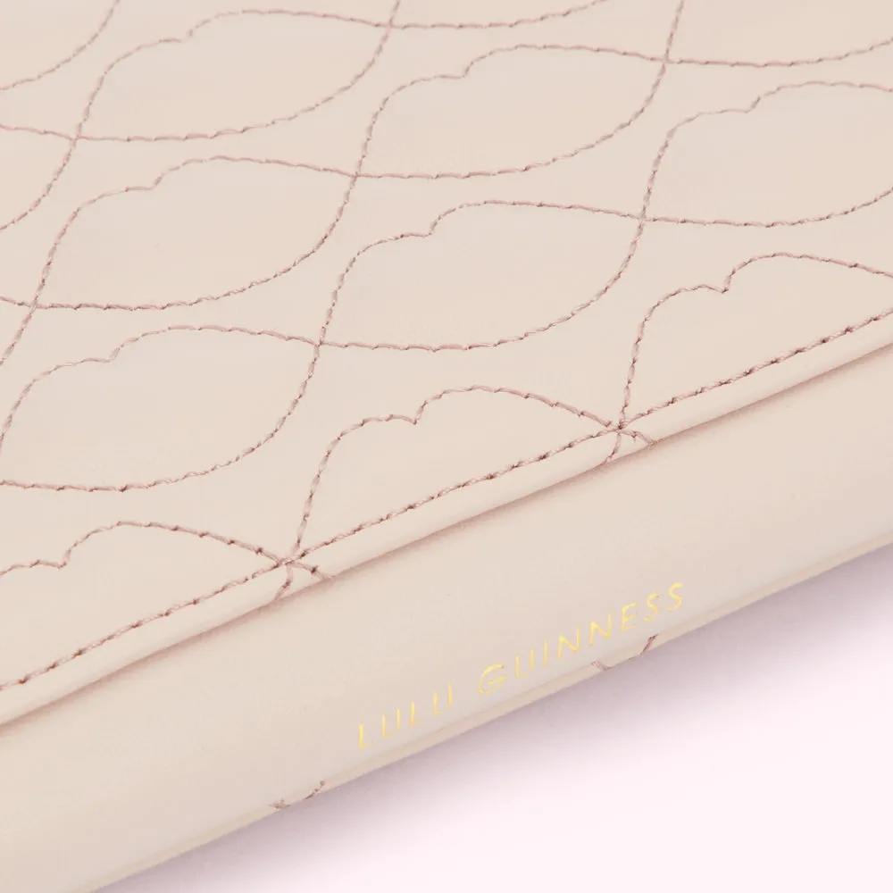 PEBBLE PINK LIP QUILTED LEATHER TANSY WALLET