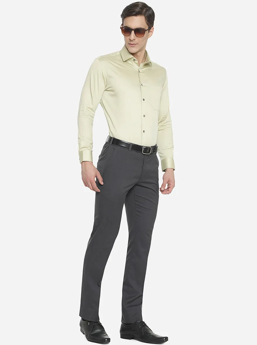 Pistachio Solid Slim Fit Formal Shirt | Greenfibre