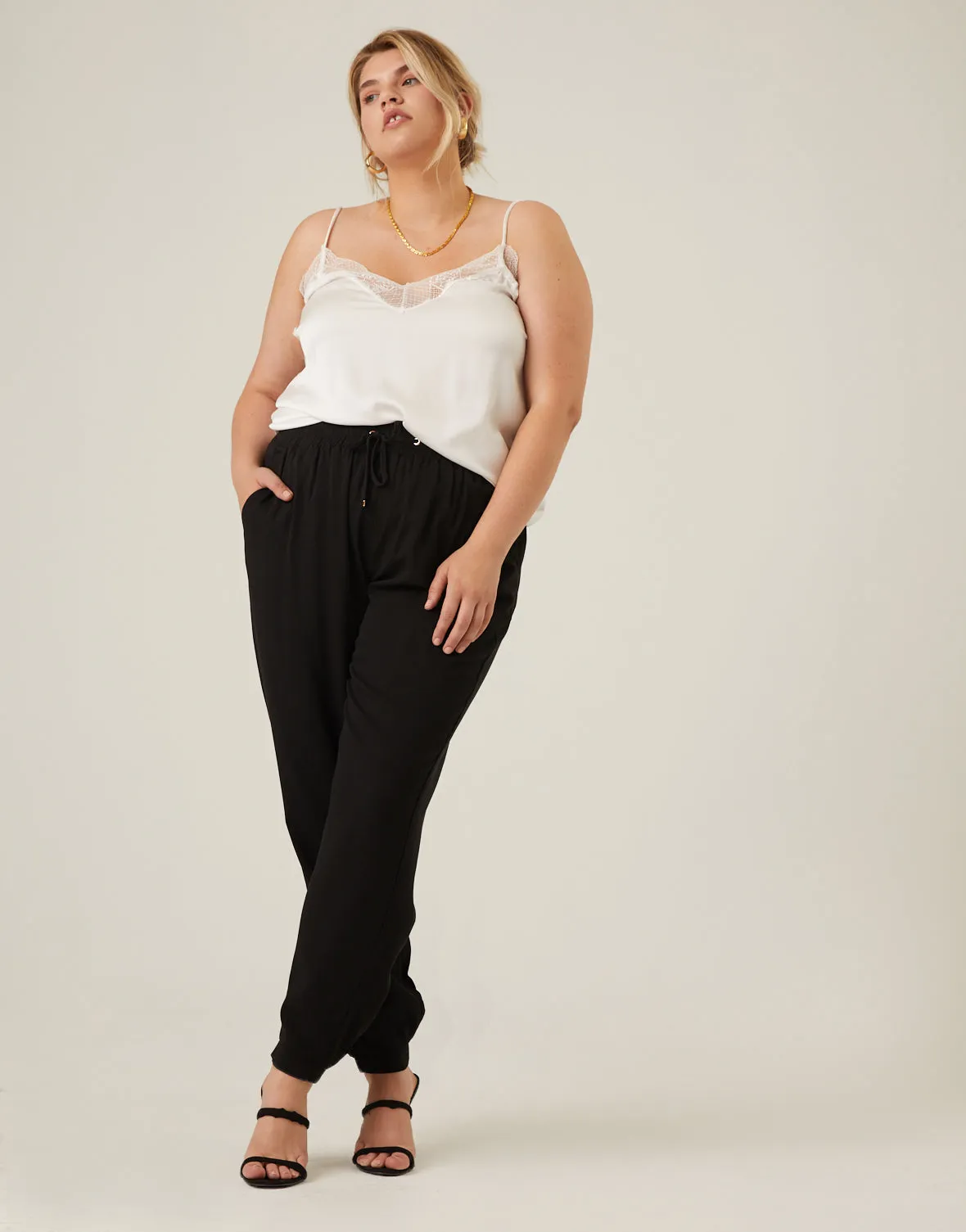 Plus Size Woven Jogger Pants