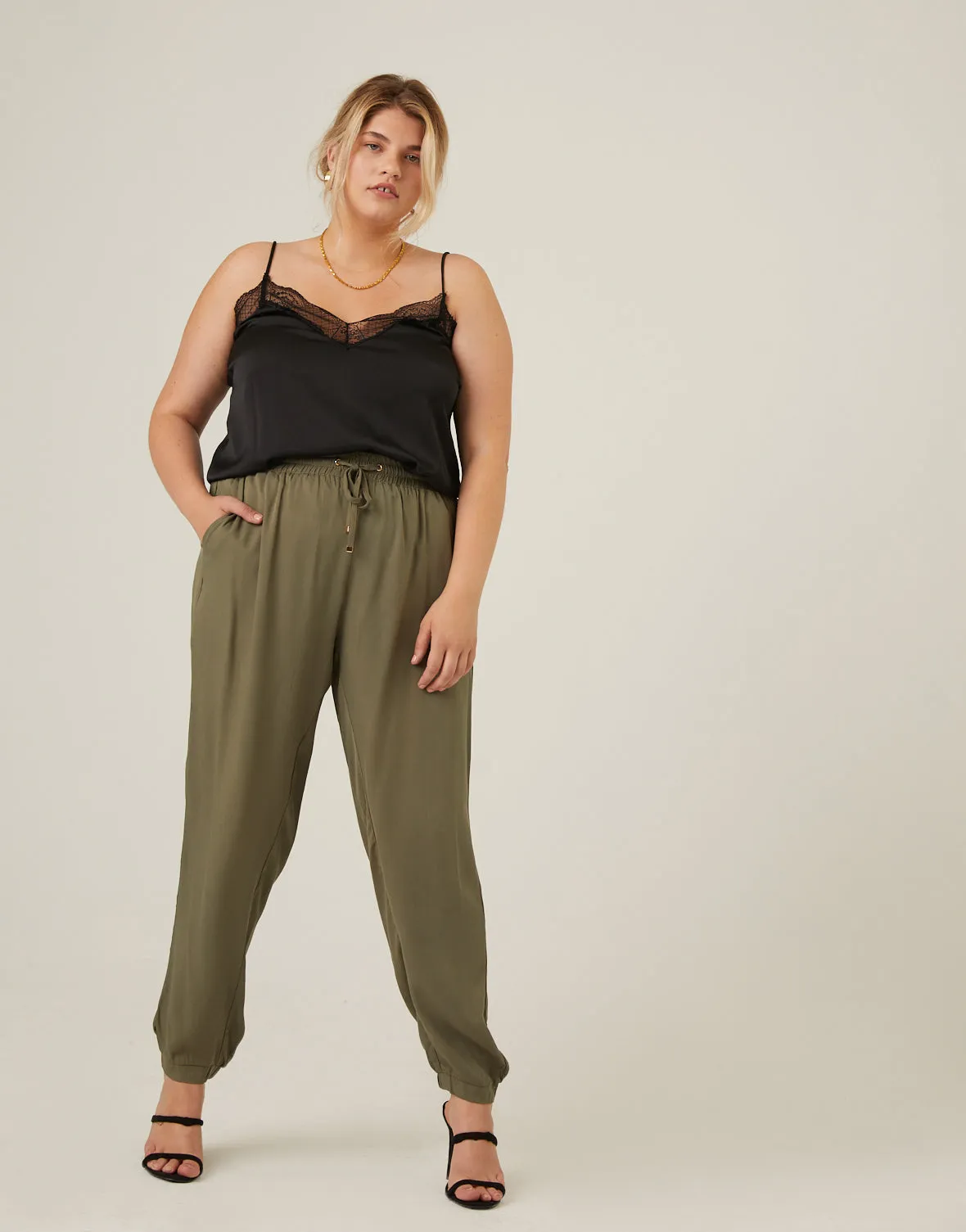 Plus Size Woven Jogger Pants