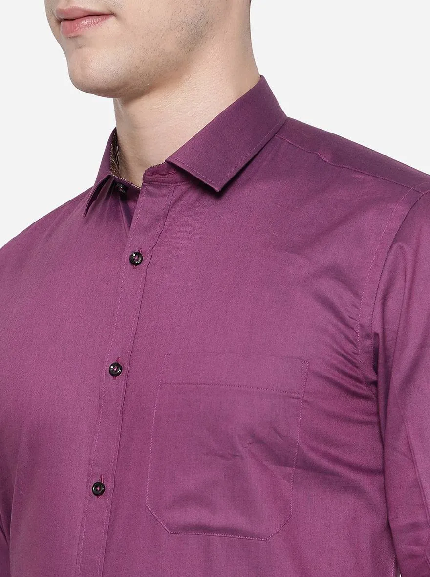 Purple Solid Slim Fit Party Wear Shirt | Greenfibre