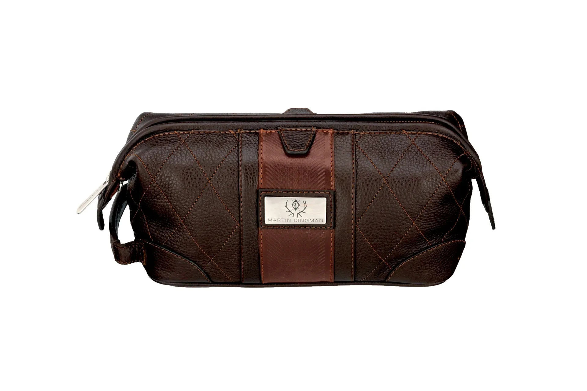 Rudyard Tumbled Saddle Leather Lodge Shave Case - Chocolate