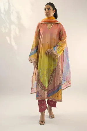 Sania Maskatiya - Seraphina (B) - KHADDI SILK - Peach Pink - 3 Piece